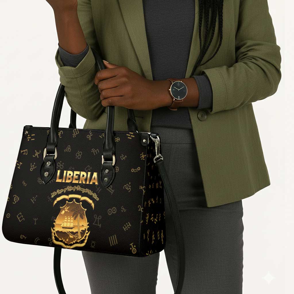 Liberia Vai Syllabary Heritage Leather Bag National Emblem Golden Style