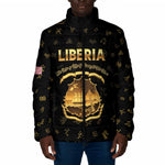 Personalized Liberia Vai Syllabary Heritage Padded Jacket National Emblem Golden Style