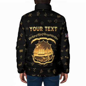 Personalized Liberia Vai Syllabary Heritage Padded Jacket National Emblem Golden Style