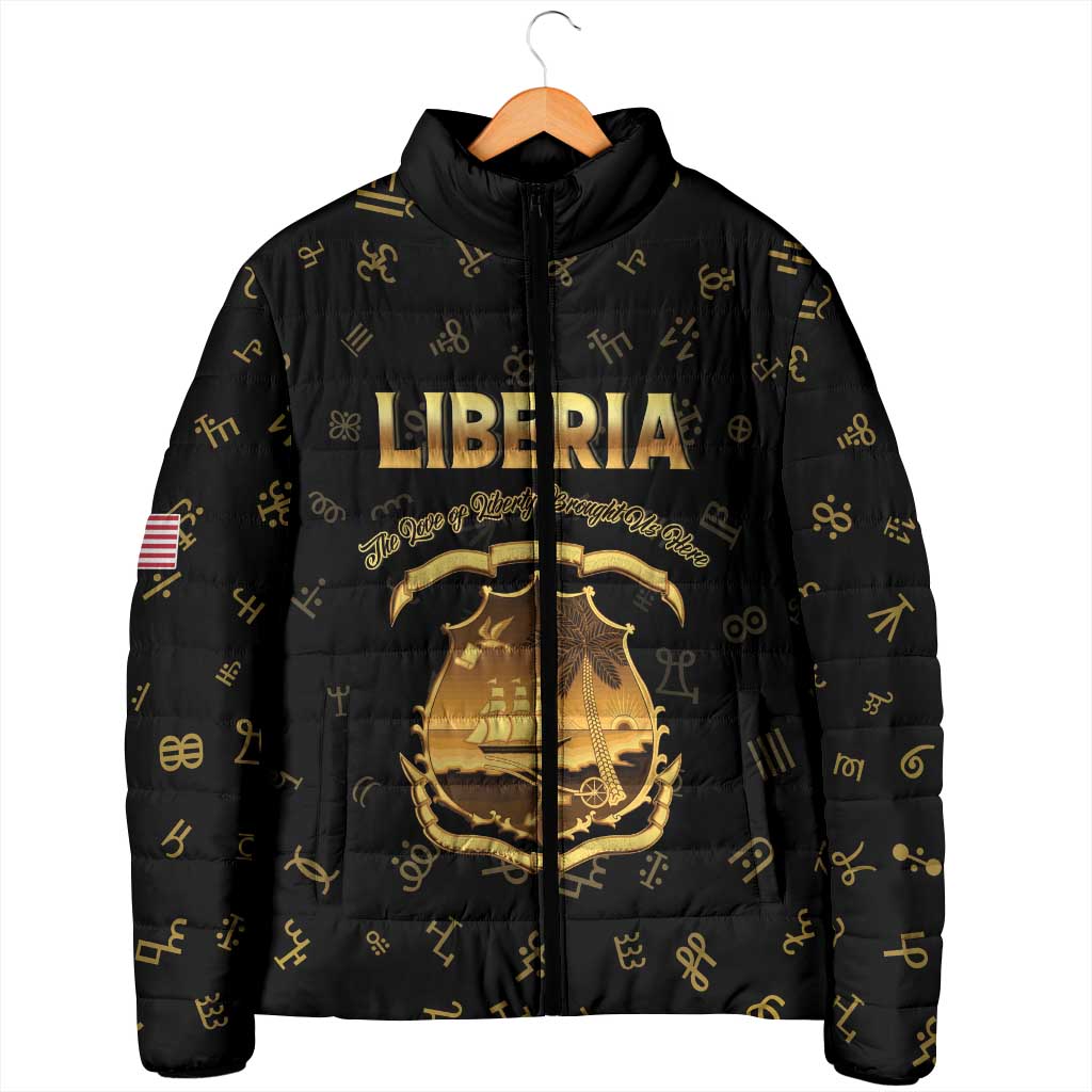 Personalized Liberia Vai Syllabary Heritage Padded Jacket National Emblem Golden Style