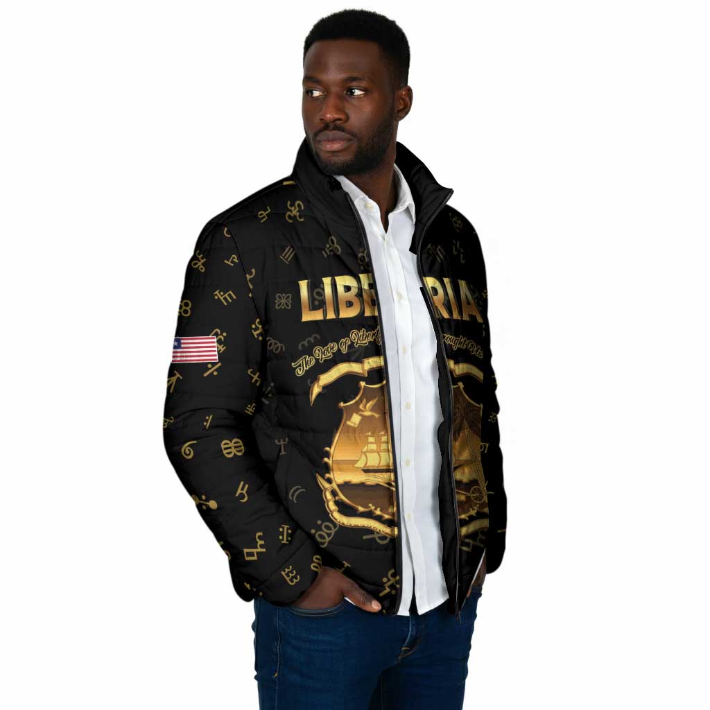 Personalized Liberia Vai Syllabary Heritage Padded Jacket National Emblem Golden Style