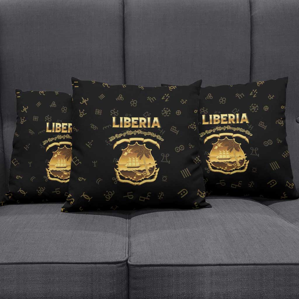 Liberia Vai Syllabary Heritage Pillow Cover National Emblem Golden Style