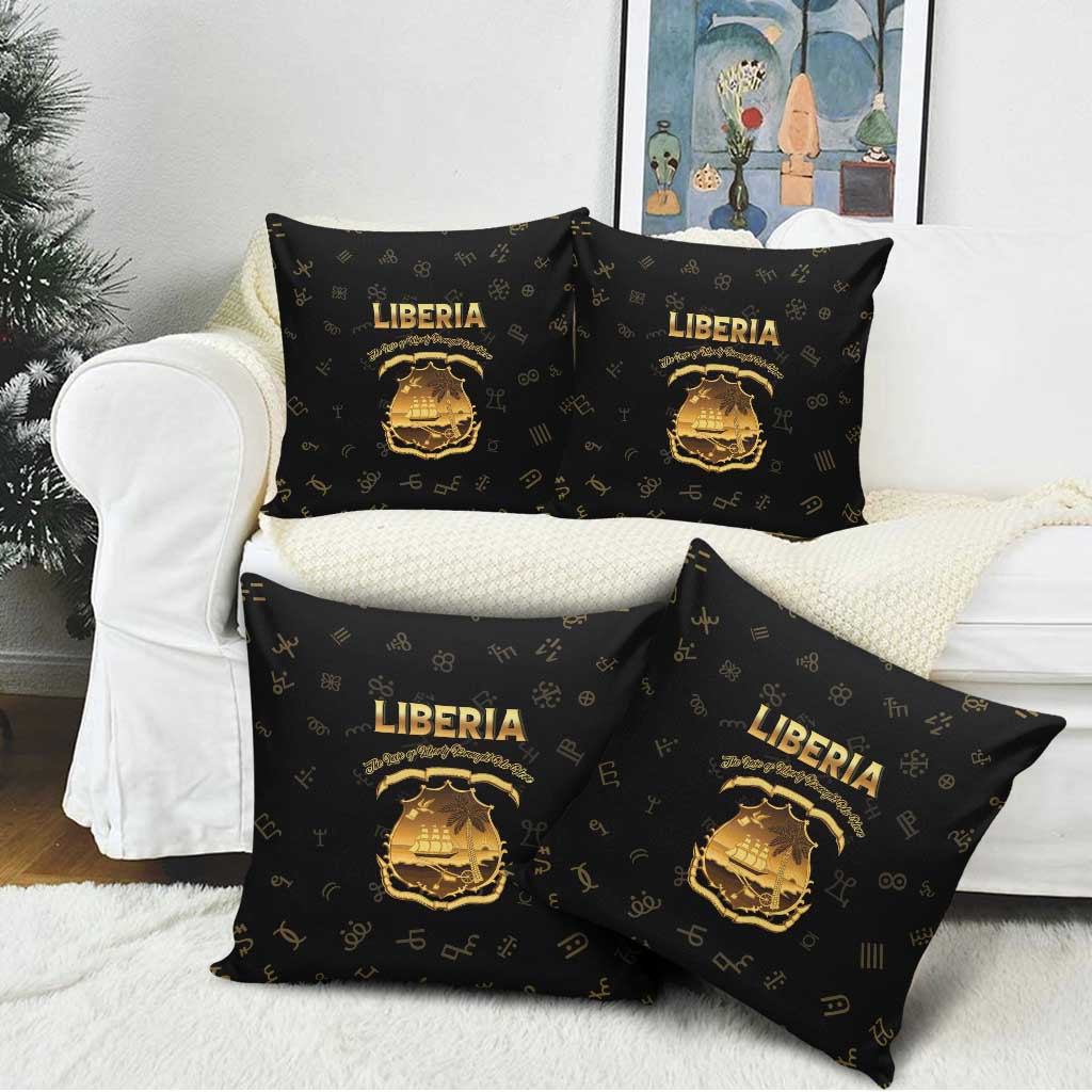 Liberia Vai Syllabary Heritage Pillow Cover National Emblem Golden Style