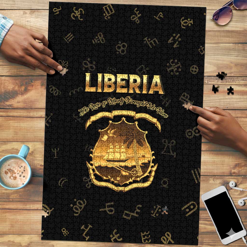 Liberia Vai Syllabary Heritage Puzzle National Emblem Golden Style