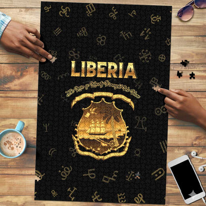 Liberia Vai Syllabary Heritage Puzzle National Emblem Golden Style