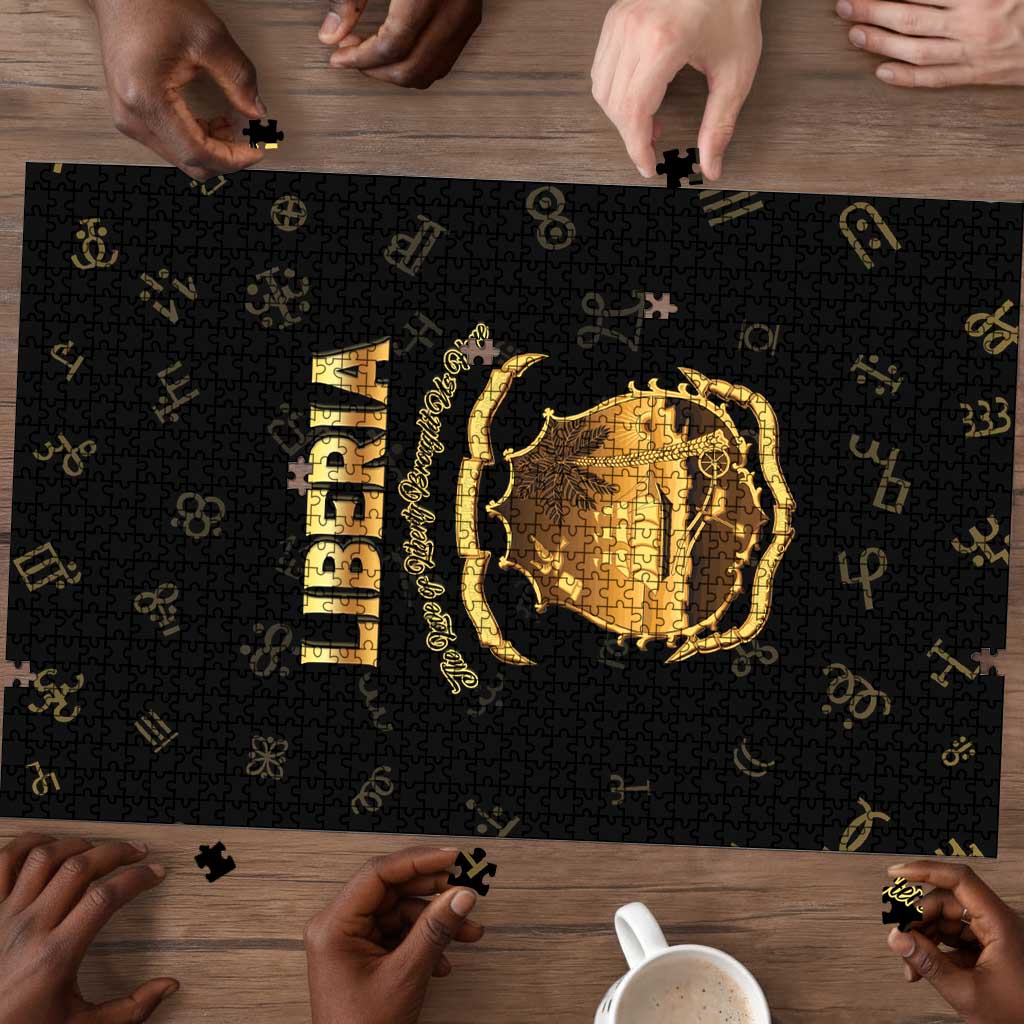 Liberia Vai Syllabary Heritage Puzzle National Emblem Golden Style
