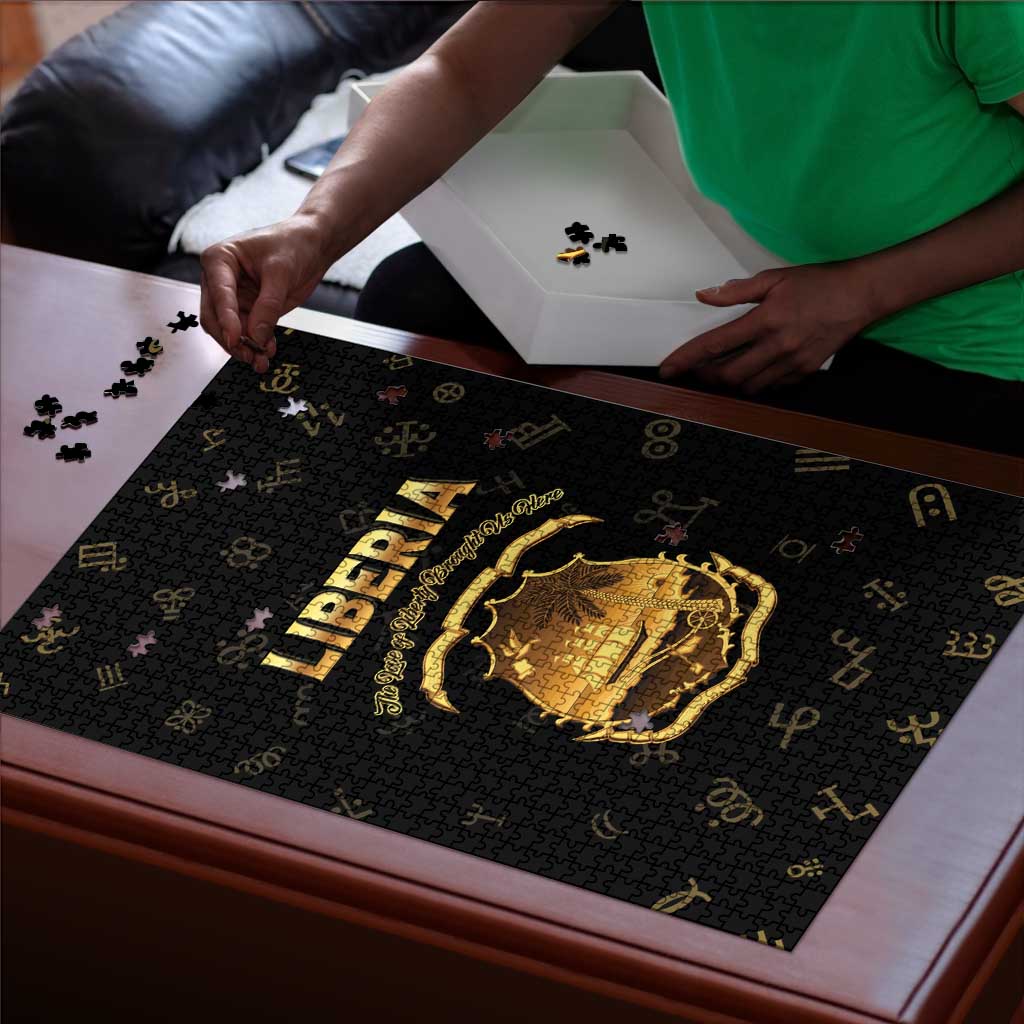 Liberia Vai Syllabary Heritage Puzzle National Emblem Golden Style