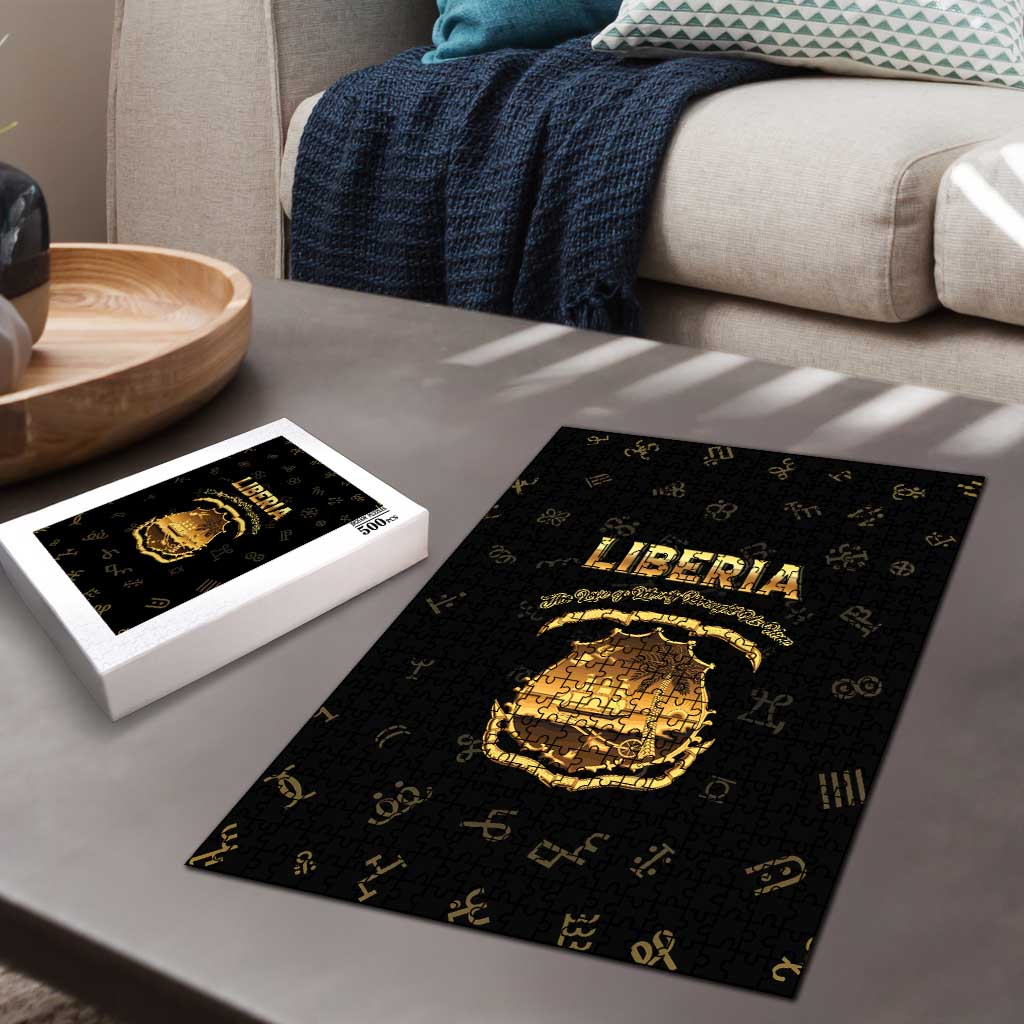Liberia Vai Syllabary Heritage Puzzle National Emblem Golden Style