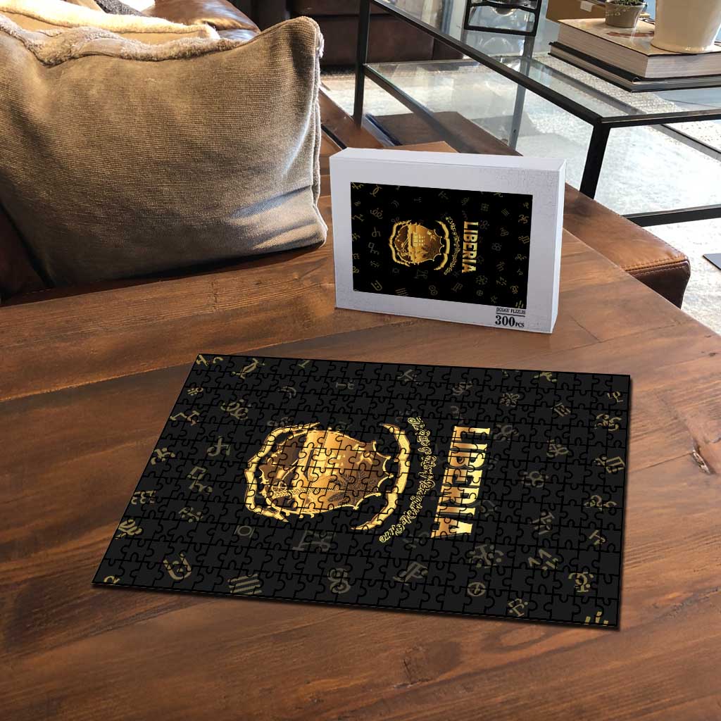 Liberia Vai Syllabary Heritage Puzzle National Emblem Golden Style