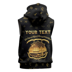 Personalized Liberia National Emblem Golden Sleeveless Hoodie Vai Syllabary Heritage - African Pride