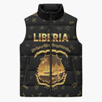 Personalized Liberia Vai Syllabary Heritage Sleeveless Puffer Jacket National Emblem Golden Style