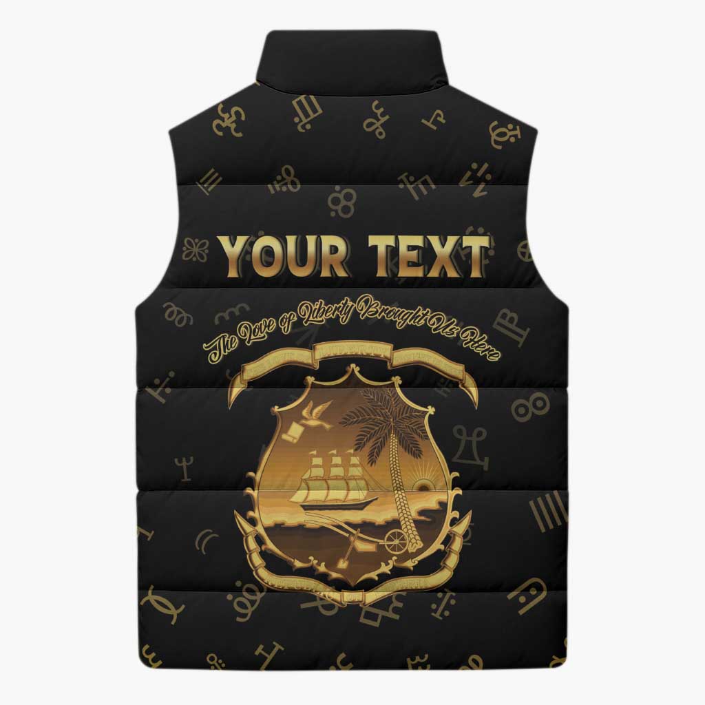 Personalized Liberia Vai Syllabary Heritage Sleeveless Puffer Jacket National Emblem Golden Style