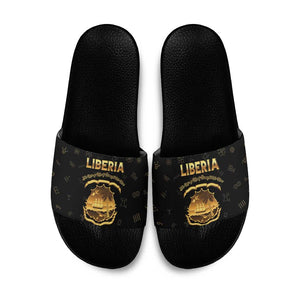 Liberia Vai Syllabary Heritage Slide Sandals National Emblem Golden Style