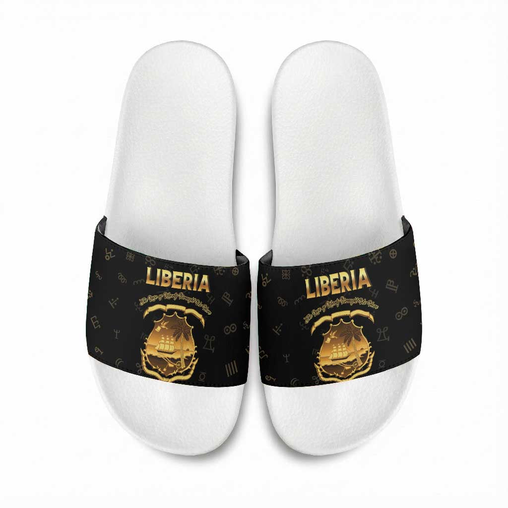 Liberia Vai Syllabary Heritage Slide Sandals National Emblem Golden Style