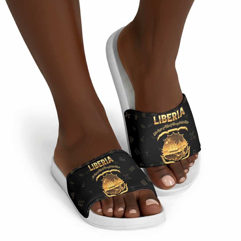 Liberia Vai Syllabary Heritage Slide Sandals National Emblem Golden Style