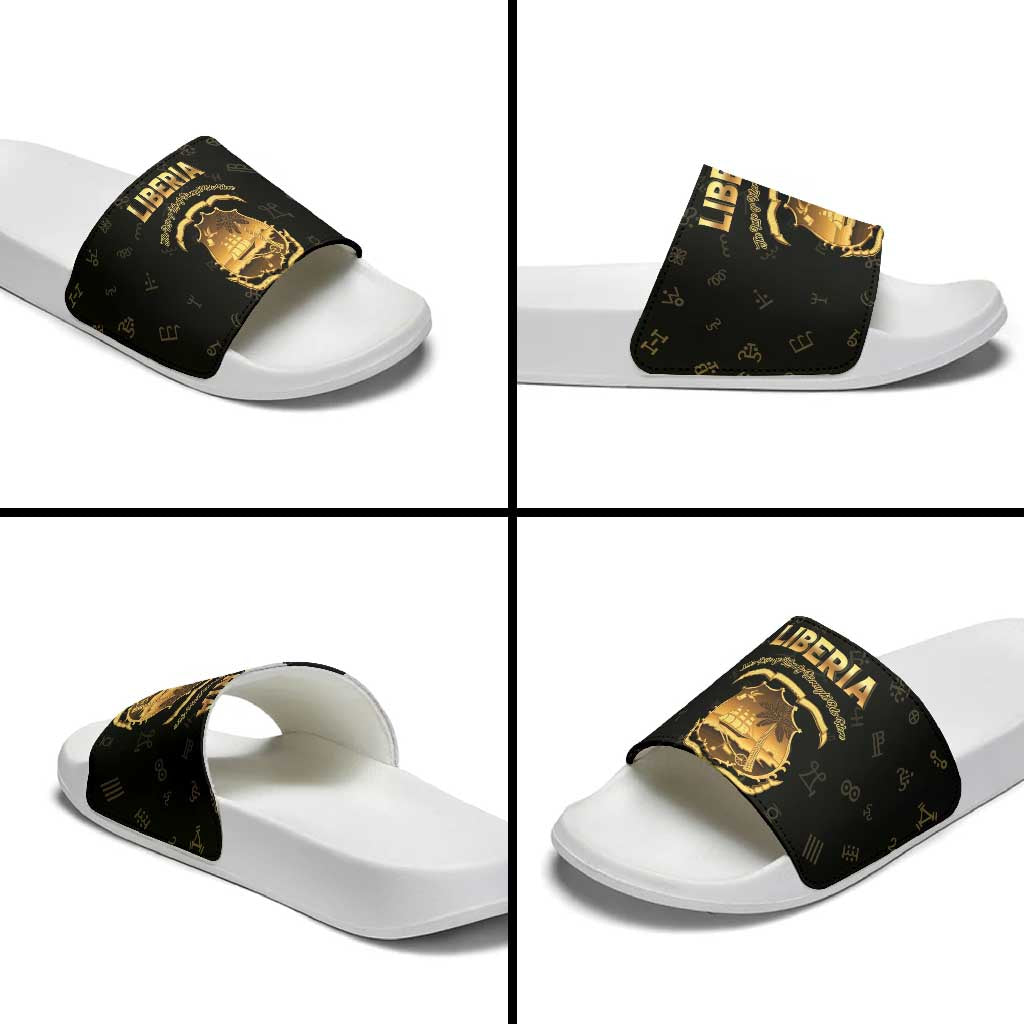 Liberia Vai Syllabary Heritage Slide Sandals National Emblem Golden Style