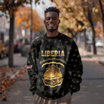 Personalized Liberia National Emblem Golden Sweatshirt Vai Syllabary Heritage - African Pride