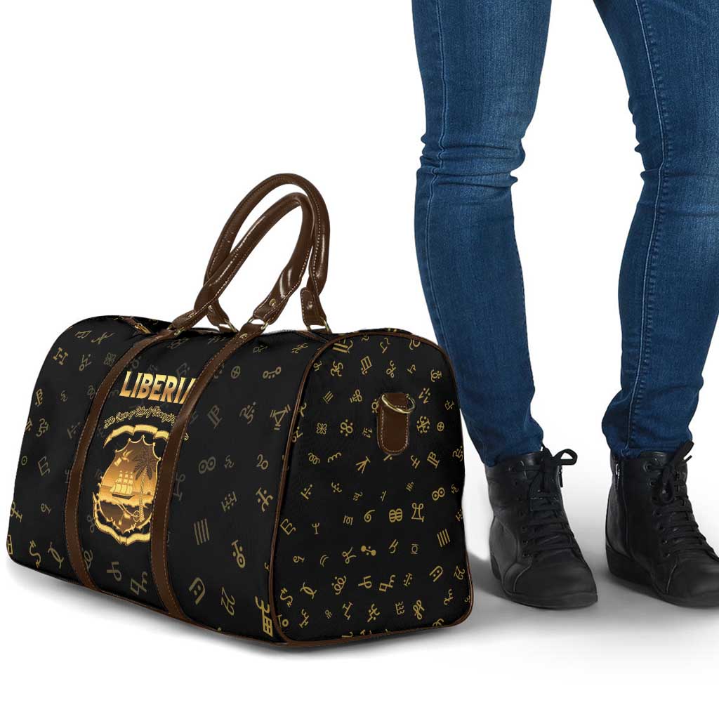 Liberia Vai Syllabary Heritage Travel Bag National Emblem Golden Style