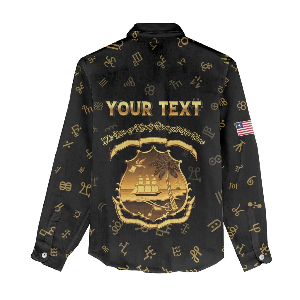 Personalized Liberia National Emblem Golden Women Casual Shirt Vai Syllabary Heritage - African Pride