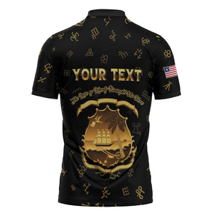 Personalized Liberia Vai Syllabary Heritage Zipper Polo Shirt National Emblem Golden Style