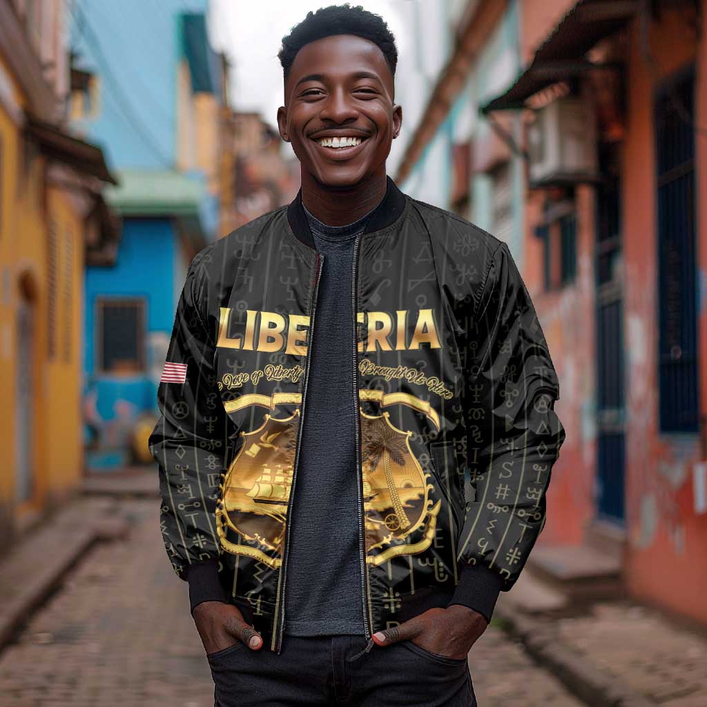 Personalized Liberia Bomber Jacket Vai Syllabary Pattern - African Pride
