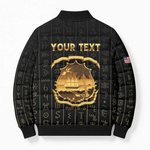 Personalized Liberia Vai Syllabary Vertical Pattern Bomber Puffer Jacket