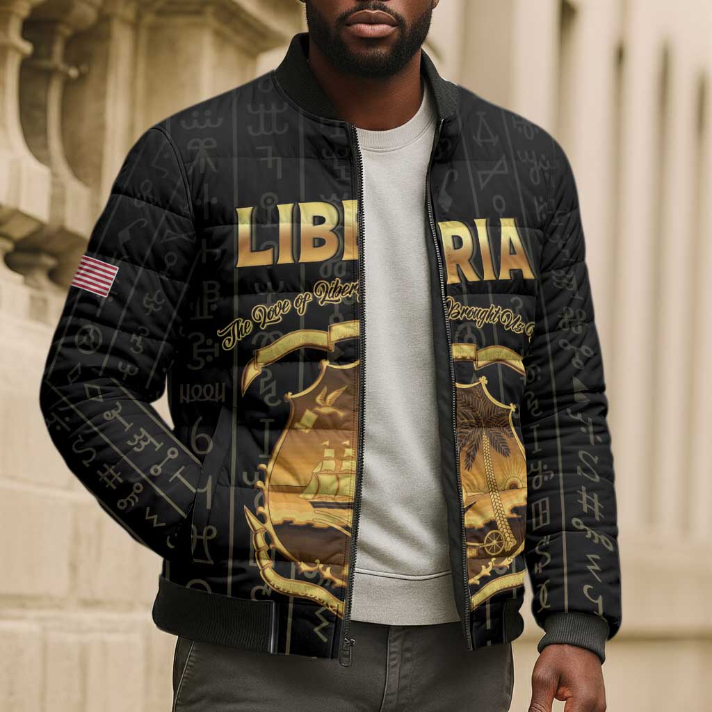 Personalized Liberia Vai Syllabary Vertical Pattern Bomber Puffer Jacket