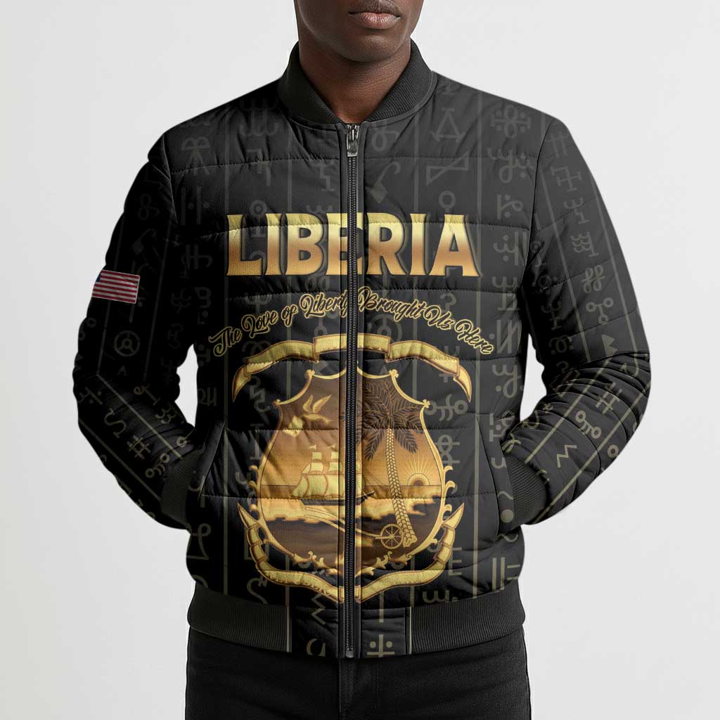 Personalized Liberia Vai Syllabary Vertical Pattern Bomber Puffer Jacket