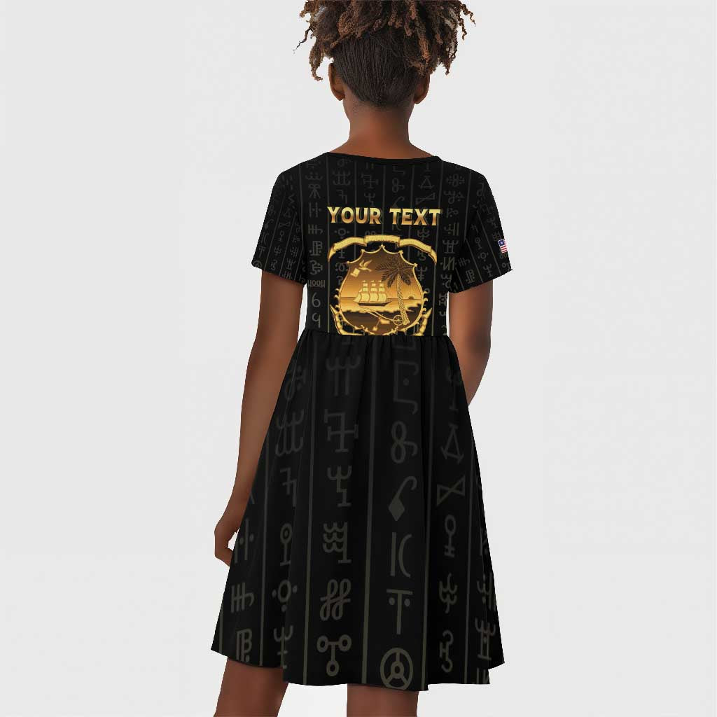 Personalized Liberia Kid Short Sleeve Dress Vai Syllabary Pattern - African Pride