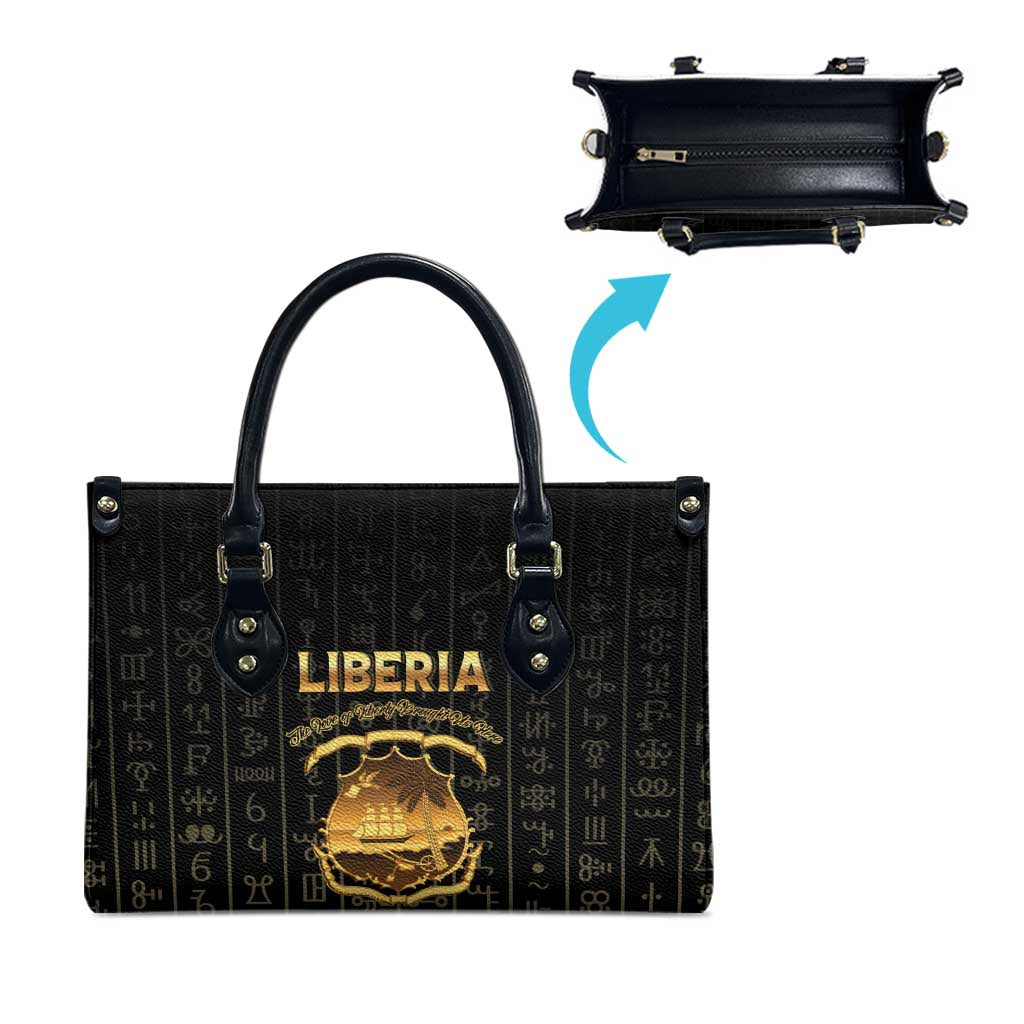 Liberia Vai Syllabary Vertical Pattern Leather Bag