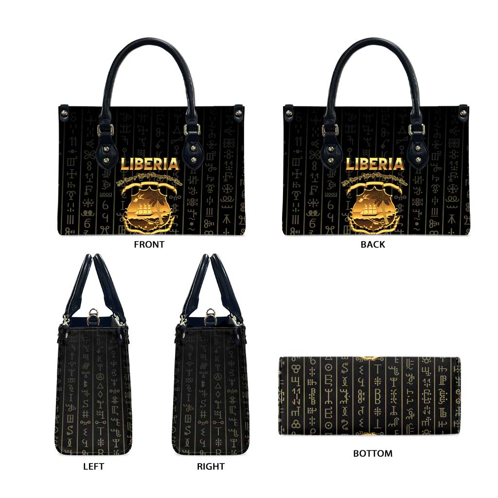 Liberia Vai Syllabary Vertical Pattern Leather Bag