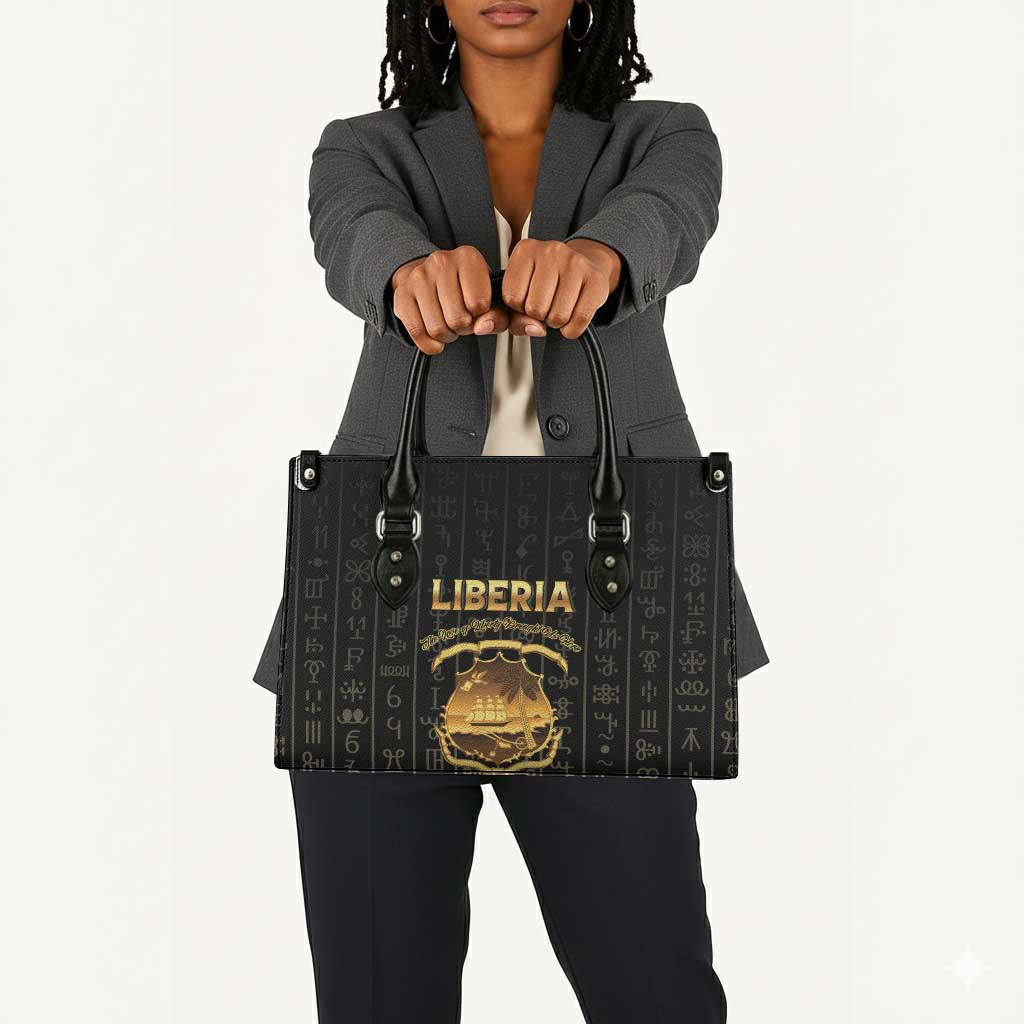 Liberia Vai Syllabary Vertical Pattern Leather Bag