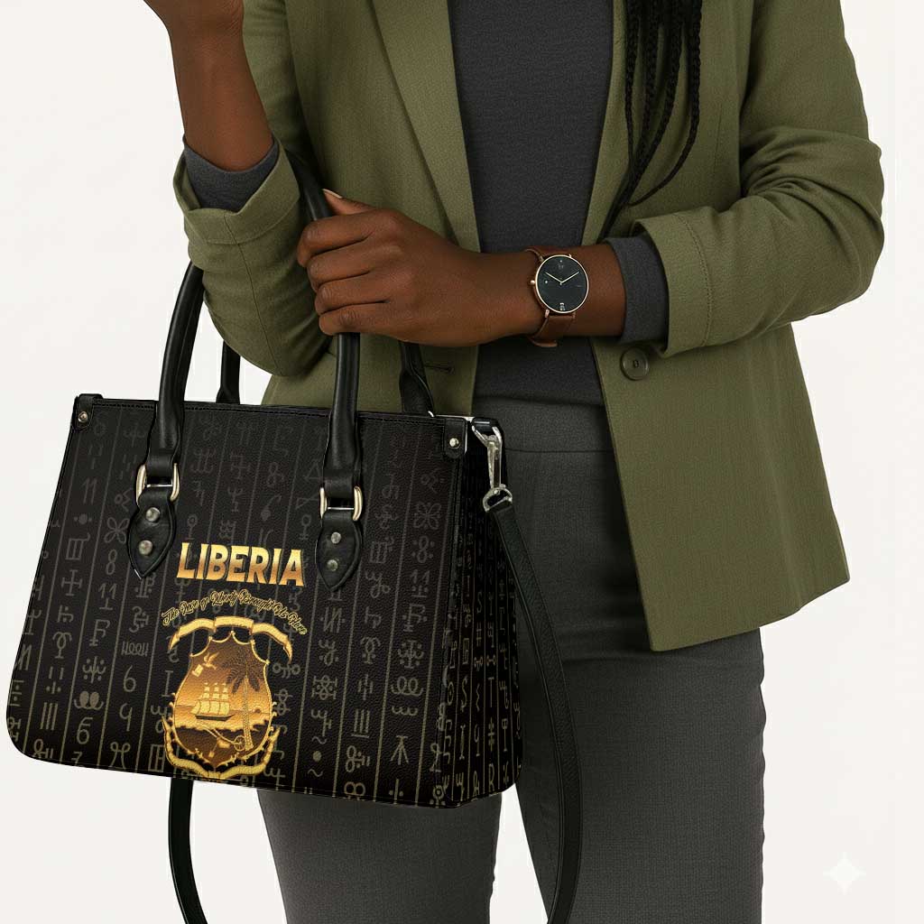 Liberia Vai Syllabary Vertical Pattern Leather Bag