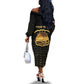 Personalized Liberia Off The Shoulder Long Sleeve Dress Vai Syllabary Pattern - African Pride