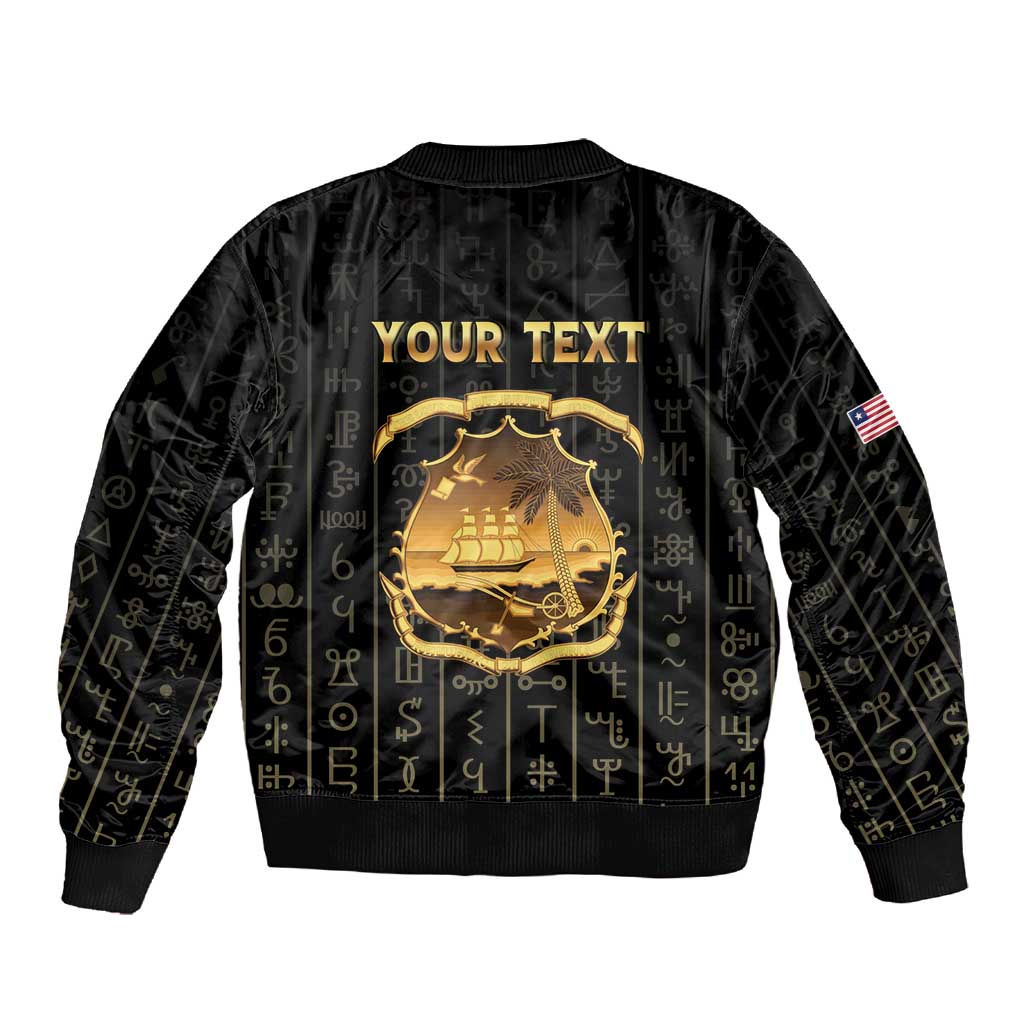 Personalized Liberia Sleeve Zip Bomber Jacket Vai Syllabary Pattern - African Pride