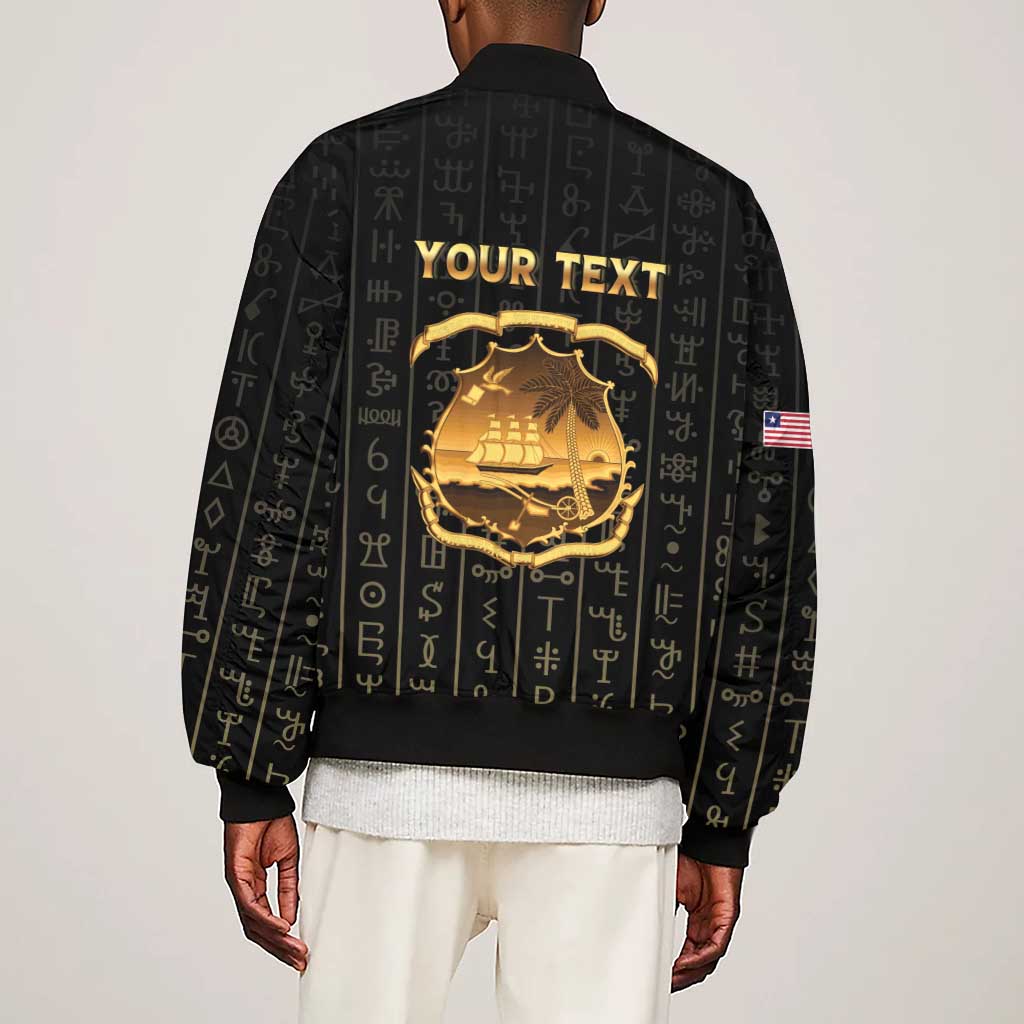 Personalized Liberia Sleeve Zip Bomber Jacket Vai Syllabary Pattern - African Pride