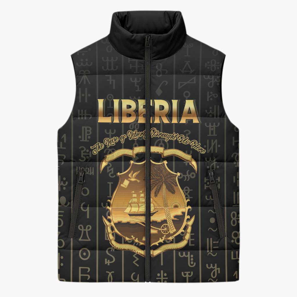 Personalized Liberia Vai Syllabary Vertical Pattern Sleeveless Puffer Jacket