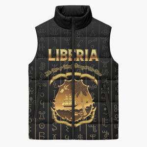 Personalized Liberia Vai Syllabary Vertical Pattern Sleeveless Puffer Jacket