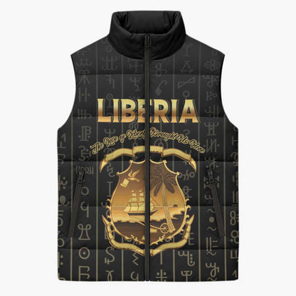 Personalized Liberia Vai Syllabary Vertical Pattern Sleeveless Puffer Jacket