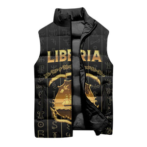 Personalized Liberia Vai Syllabary Vertical Pattern Sleeveless Puffer Jacket