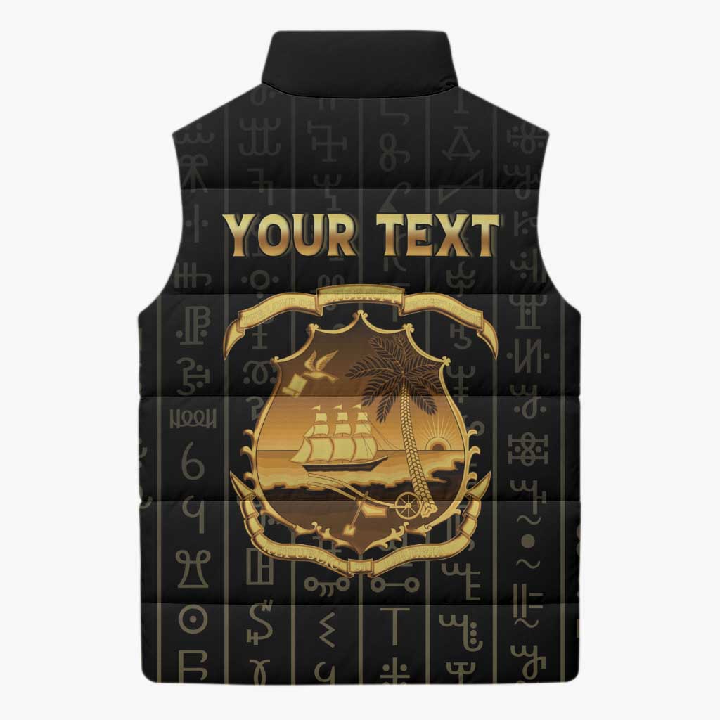 Personalized Liberia Vai Syllabary Vertical Pattern Sleeveless Puffer Jacket