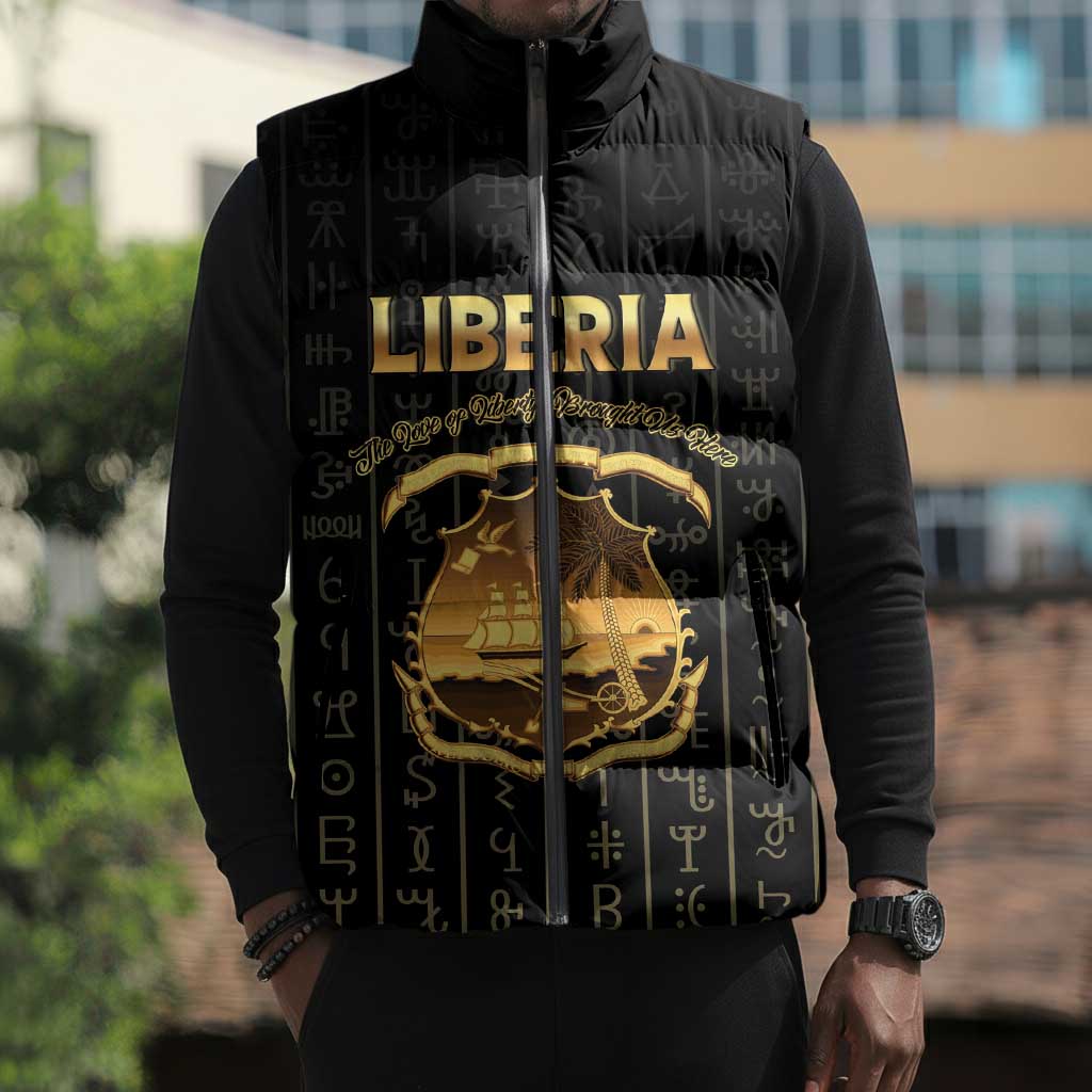 Personalized Liberia Vai Syllabary Vertical Pattern Sleeveless Puffer Jacket