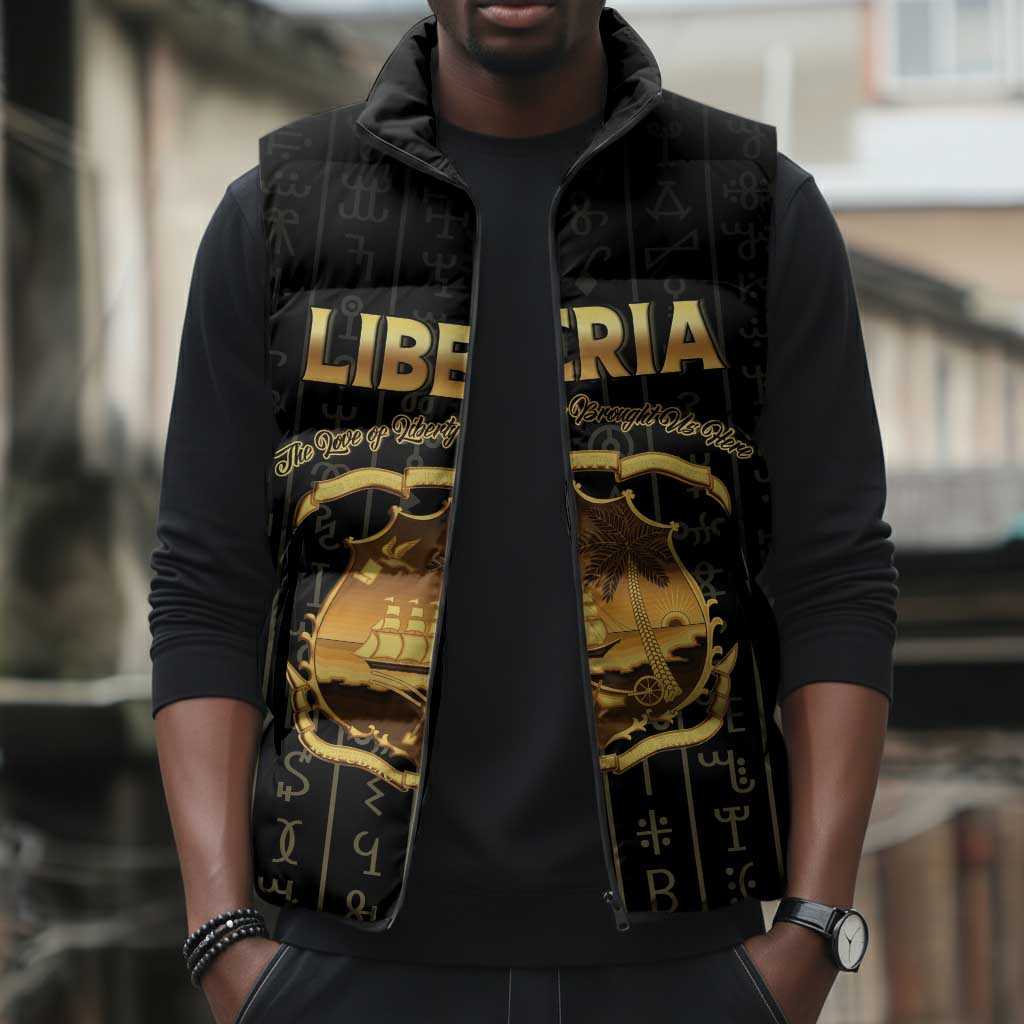 Personalized Liberia Vai Syllabary Vertical Pattern Sleeveless Puffer Jacket