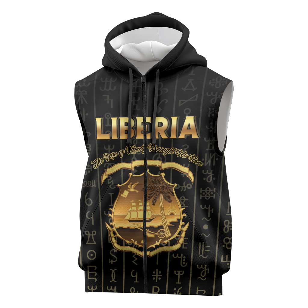 Personalized Liberia Sleeveless Zip Hoodie Vai Syllabary Pattern - African Pride