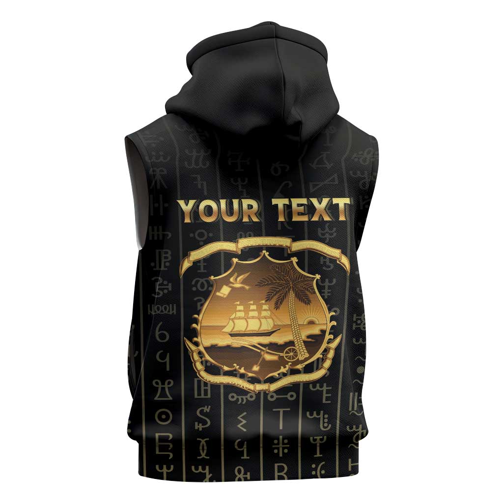 Personalized Liberia Sleeveless Zip Hoodie Vai Syllabary Pattern - African Pride