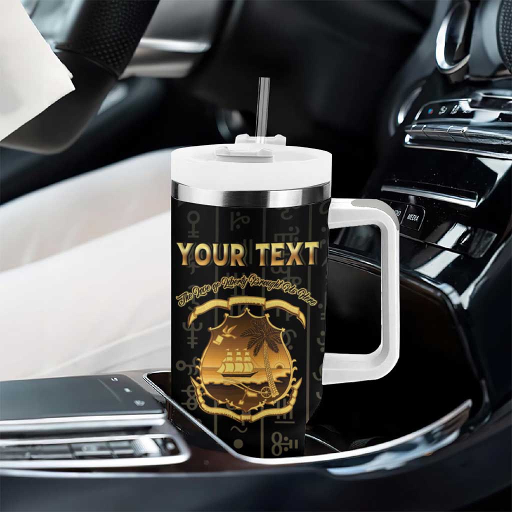 Personalized Liberia Tumbler With Handle Vai Syllabary Pattern - African Pride