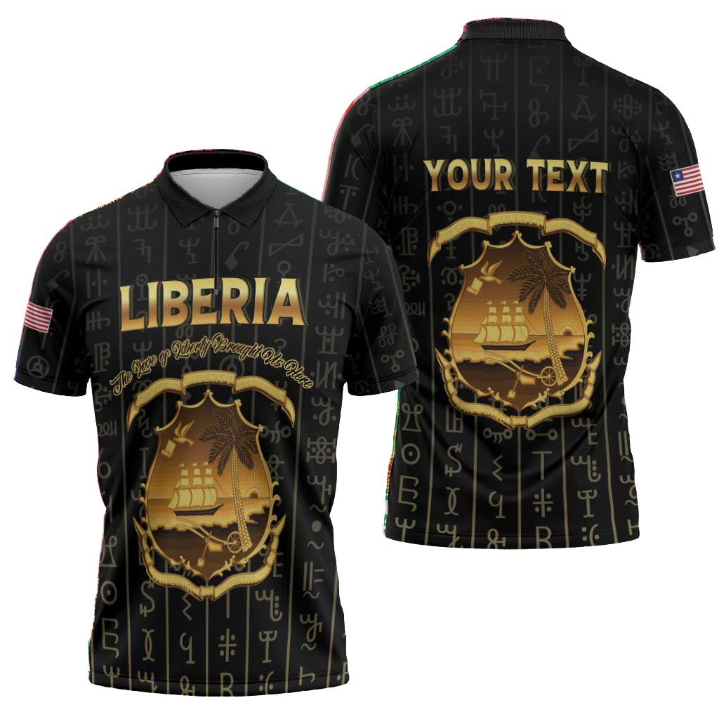 Personalized Liberia Vai Syllabary Vertical Pattern Zipper Polo Shirt