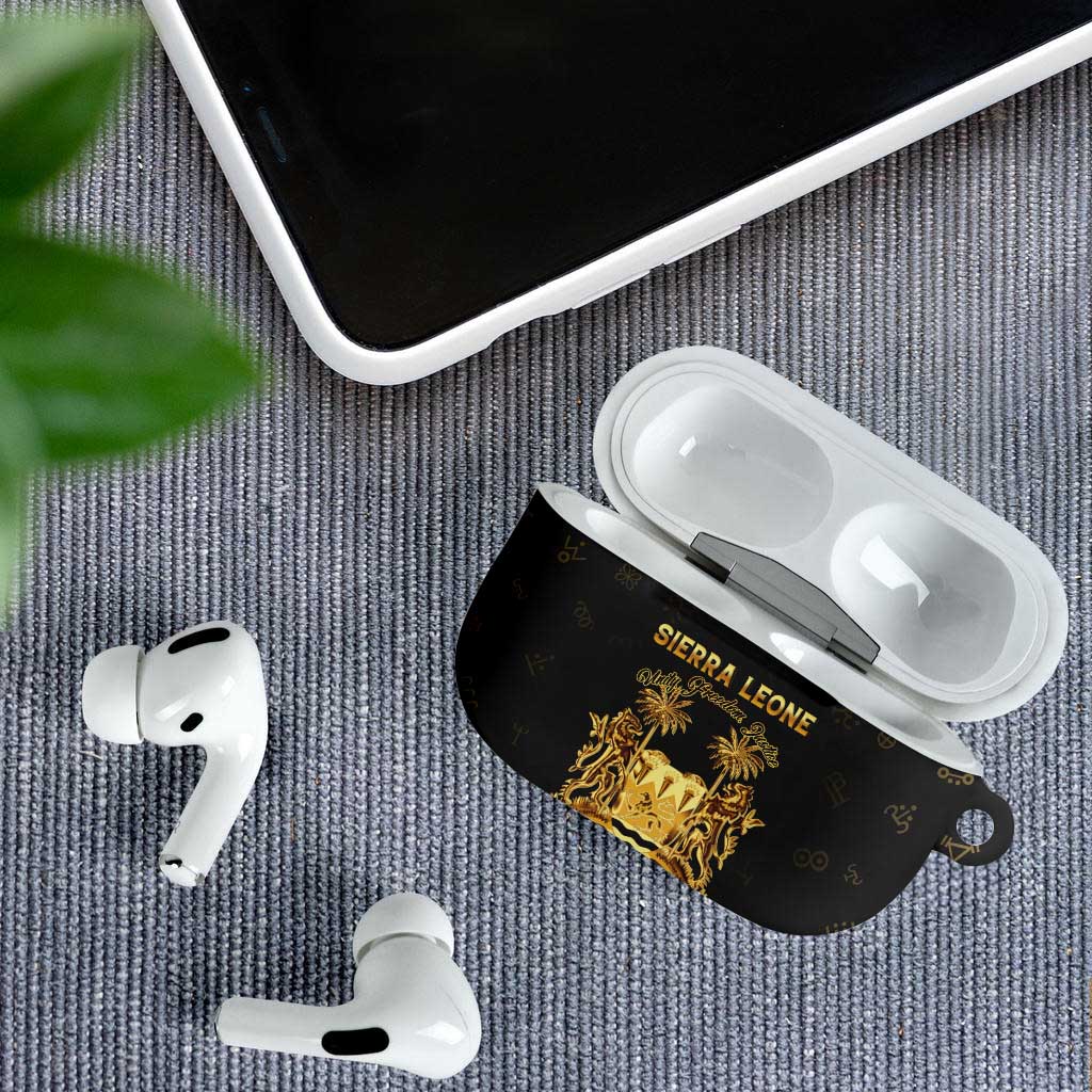 Sierra Leone Vai Syllabary Heritage AirPods Case National Emblem Golden Style