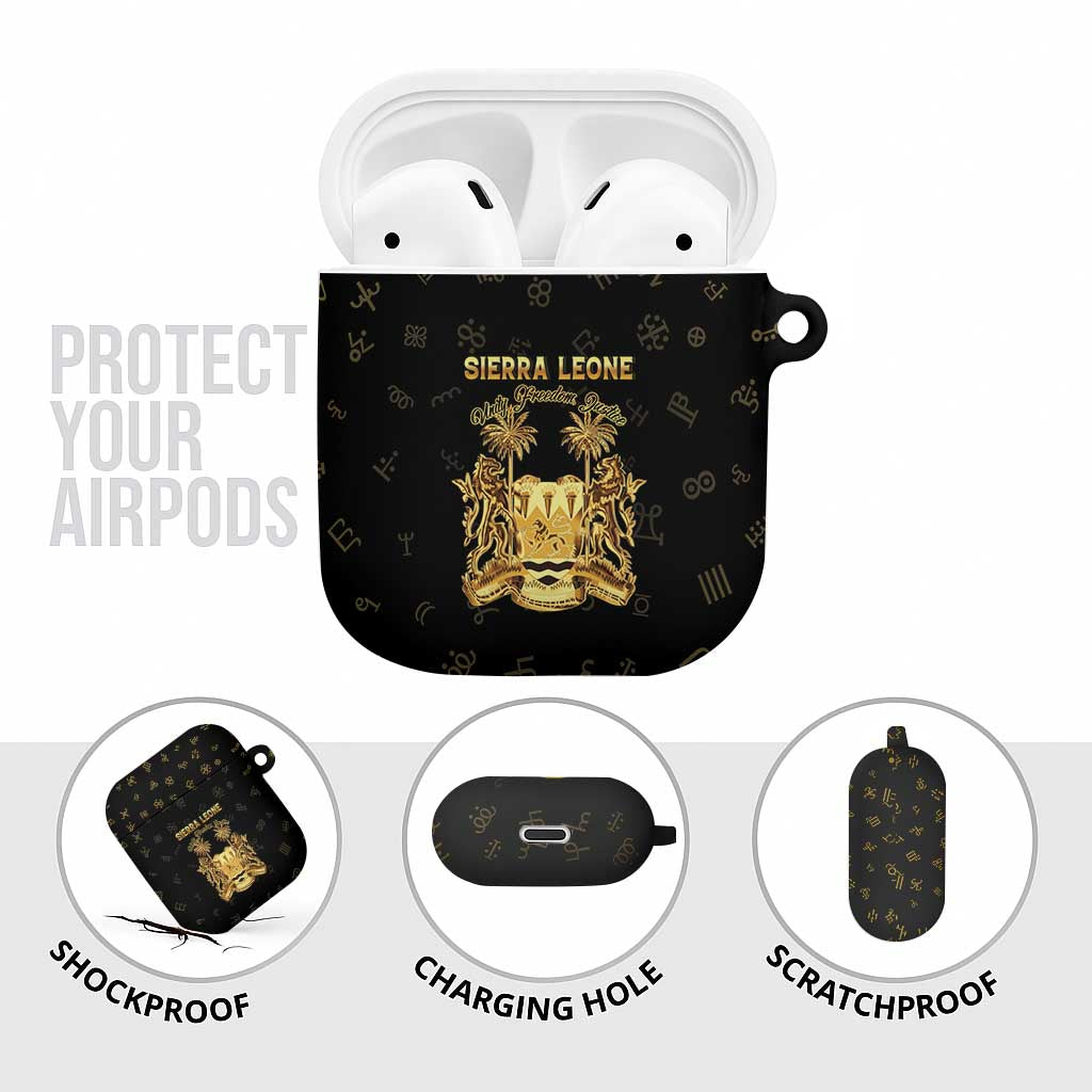 Sierra Leone Vai Syllabary Heritage AirPods Case National Emblem Golden Style