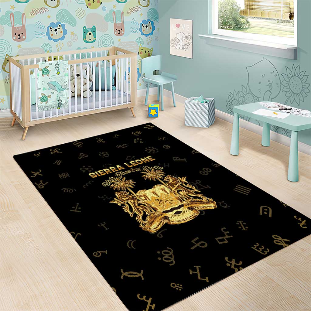 Sierra Leone National Emblem Golden Area Rug Vai Syllabary Heritage - African Pride